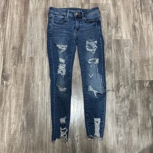Distressed Dark Blue Skinny Jeans